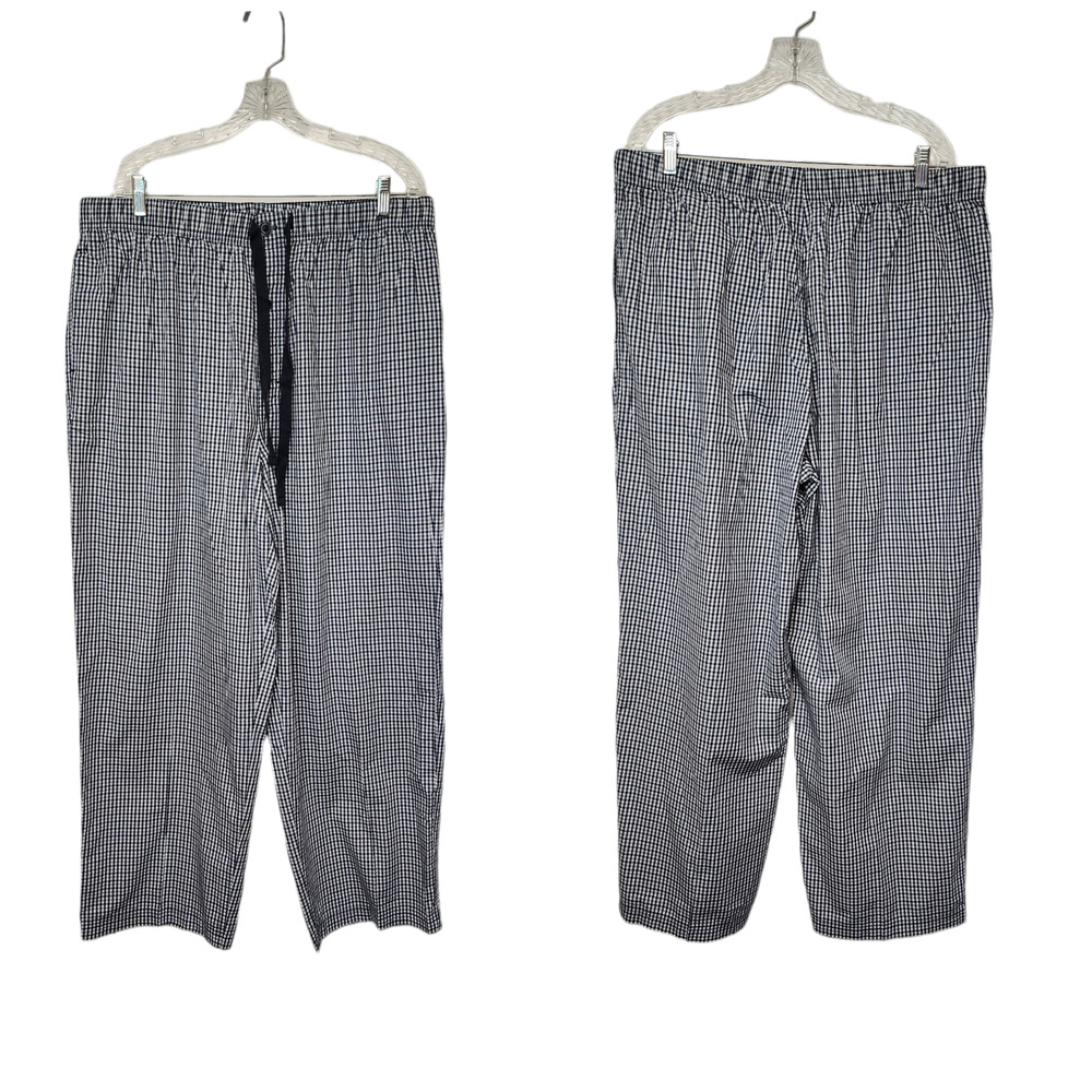 CREMIEUX LOUNGWEAR GINGHAMCHECKS BLUE/WHITE ELASTIC DRAWSTRING PAJAMA PANTS XL